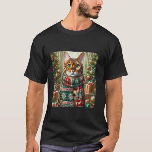 T-shirt Bengal Cat Christmas Tee Festive Chemise de Fête A