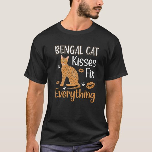 T-shirt Bengal Chat Baisers Réparez Tout Kitty Leopard Ski (Devant)