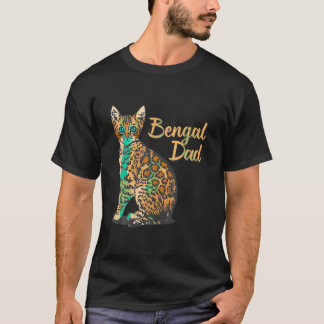 T-shirt Bengale Chat Papa Papa Père Père Famille Animaux d