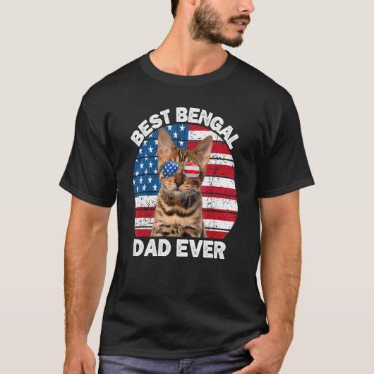 T-shirt Bengale Papa 4 juillet Bengale Chat Propriétaire K (Devant)