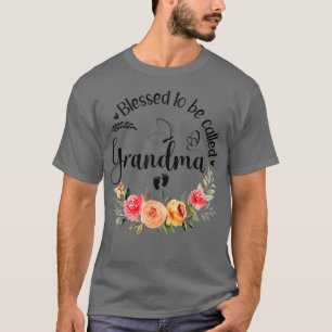 T-shirt Béni D'Être Appelé Grand-Mère Femmes Décor Floral