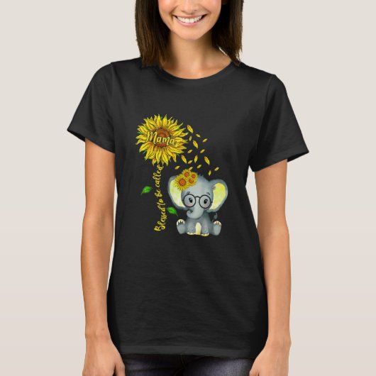T-shirt Béni D'Être Appelé Mama Sunflower Elephant (Devant)