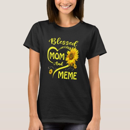 T-shirt Béni D'Être Appelé Maman Et Mème Mère Tournesol (Devant)