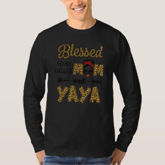 T-shirt Béni D'Être Appelé Maman Et Yaya Leopard Mère D