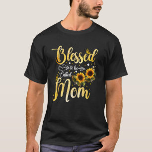T-shirt Béni D'Être Appelé Maman Tournesol Papillon Mère