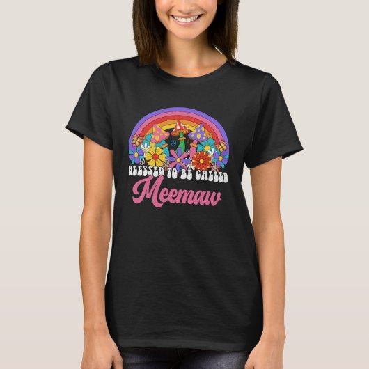 T-shirt Béni D'Être Appelé Meemaw Rainbow Super Hippie (Devant)