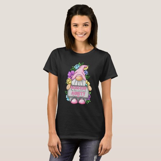T-shirt Béni D'Être Appelé Tante Gnome Mère Fille Mignonne (Devant entier)