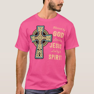 T-shirt Béni Par Dieu Aimé Par Jésus Croix Celtique Christ