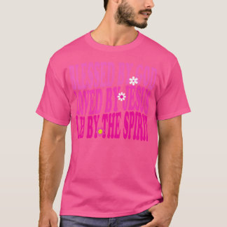T-shirt Béni Par Dieu Aimé Par Jésus Fleur Rose Christia