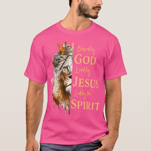 T-shirt Béni Par Dieu - Aimé Par Jésus Lion (Devant)
