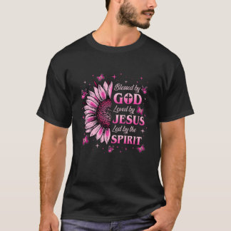 T-shirt Béni Par Dieu Aimé Par Jésus Pink Sunflower Chris