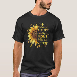 T-shirt Béni Par Dieu Aimé Par Jésus Sunflower Christian