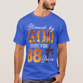 T-shirt Béni par Dieu pendant 88 ans Cadeau 88e anniversai