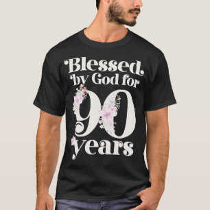 T-shirt Béni par Dieu pendant 90 ans de manches longues