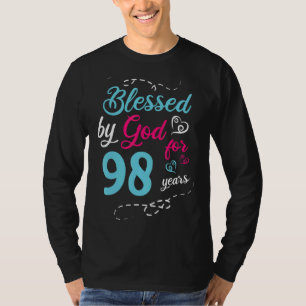 T-shirt Béni Par Dieu Pendant 98 Ans 98e Anniversaire Fête