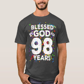 T-shirt Béni par Dieu pendant 98 ansJoyeux 98e anniversair