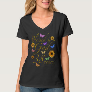 T-shirt Béni Par Dieu Pour 38 Ans Papillon Tournesol 38t