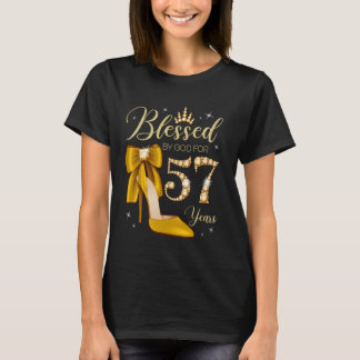 T-shirt Béni Par Dieu Pour 57 Ans 57e Anniversaire Woma