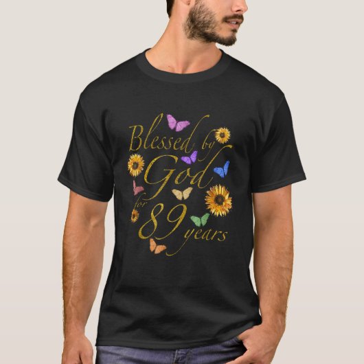 T-shirt Béni Par Dieu Pour 89 Ans Papillon Tournesol 89t (Devant)