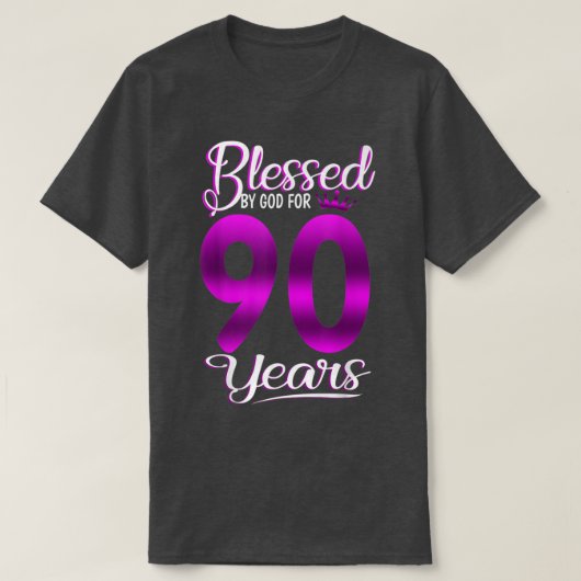 T-shirt Béni par Dieu pour 90 Ans 90e Anniversaire Don (Design devant)