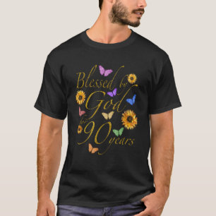 T-shirt Béni Par Dieu Pour 90 Ans Papillon Tournesol 90t