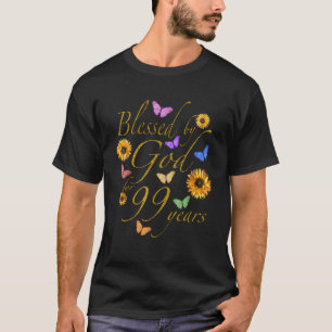 T-shirt Béni Par Dieu Pour 99 Ans Papillon Tournesol 99t