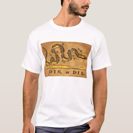 T-shirt Benjamin Franklin se joignent ou meurent bande (Devant)