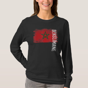 T-shirt Benslimane Drapeau Maroc Pour Marocains Hommes Fem