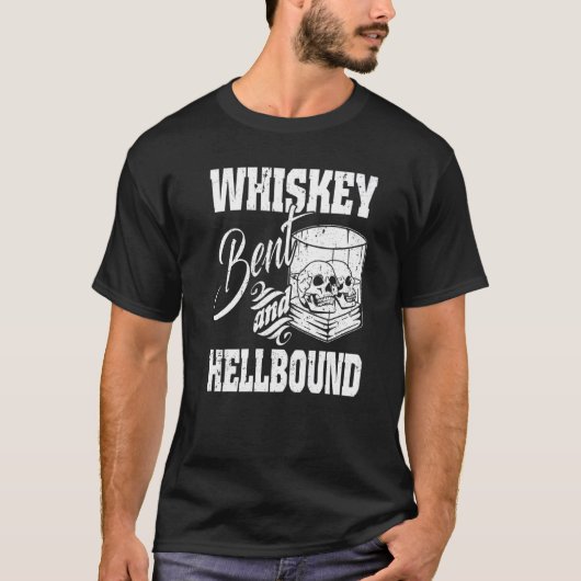 T-shirt Bent à Whiskey et crânes blancs Hellbound Vins Gla (Devant)