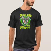 T-shirt Beow Me Right Meow Irish Chat Lunettes Lucky Shamr (Devant)