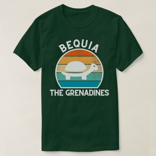 T-shirt Bequia Les Grenadines Coucher de soleil rétro avec (Design devant)