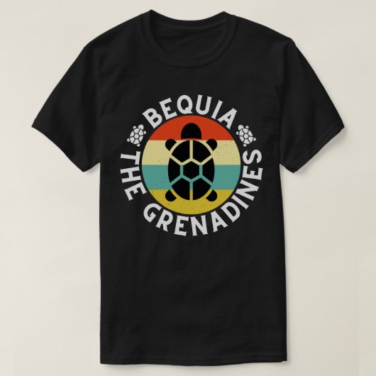 T-shirt Bequia Les Grenadines Coucher de soleil rétro avec (Design devant)