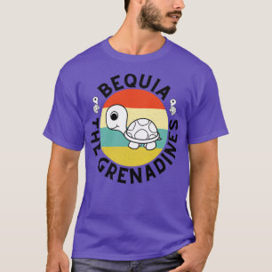 T-shirt Bequia Les Grenadines Retro Sunset avec Tortue 13