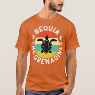 T-shirt Bequia Les Grenadines Retro Sunset avec Tortue 17