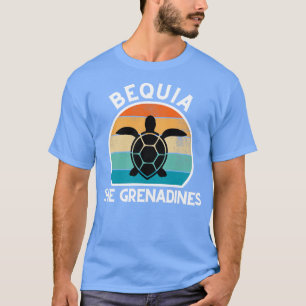 T-shirt Bequia Les Grenadines Retro Sunset avec Tortue 22