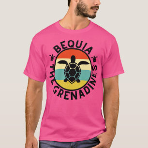 T-shirt Bequia Les Grenadines Retro Sunset avec Tortue 32