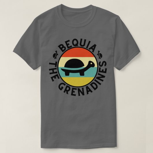 T-shirt Bequia Les Grenadines Retro Sunset avec Turtle 8 (Design devant)