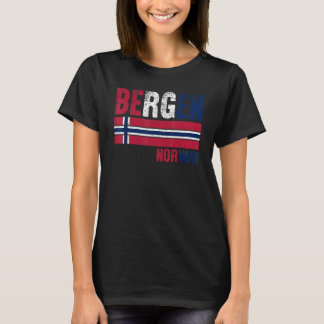T-shirt Bergen Norvège Drapeau Norvégiens Hommes Femmes En