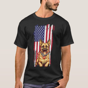 T-shirt Berger Allemand Américain Drapeau USA 4 juillet Ch