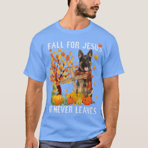 T-shirt Berger Allemand Automne Chute Pour Jésus Il Ne Mèn