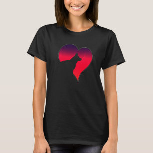 T-shirt Berger allemand Chien rose Coeur amour