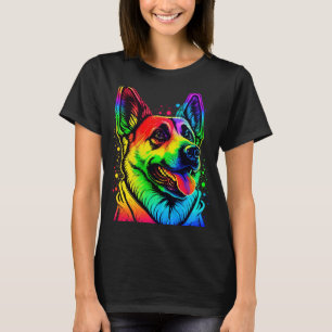 T-shirt Berger allemand coloré Pop Tie Tee Aquarelle 2