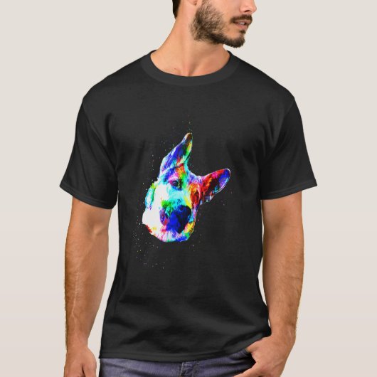 T-shirt Berger allemand couleur chien Splash Pop Art moder (Devant)