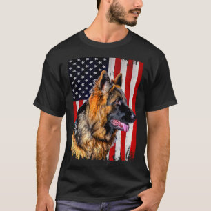 T-shirt Berger Allemand Drapeau Américain Berger Allemand