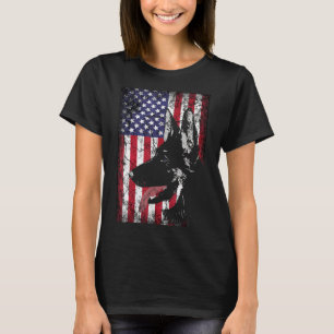 T-shirt Berger Allemand Drapeau Américain Chien Hommes Fem