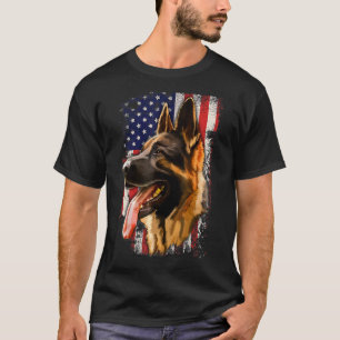 T-shirt Berger Allemand Drapeau Américain Patriotique Chie