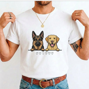 T-shirt Berger Allemand et Labrador jaune pour les amoureu