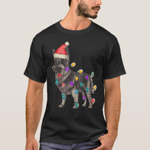 T-SHIRT BERGER ALLEMAND FAUVE AVEC CHAPEAU PÈRE NOËL NOËL