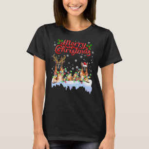 T-shirt Berger allemand feux de Noël arbre chien jumelé