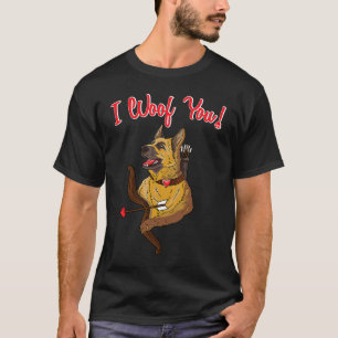 T-shirt Berger Allemand Je Vous Aime Cupidon Chien Saint V
